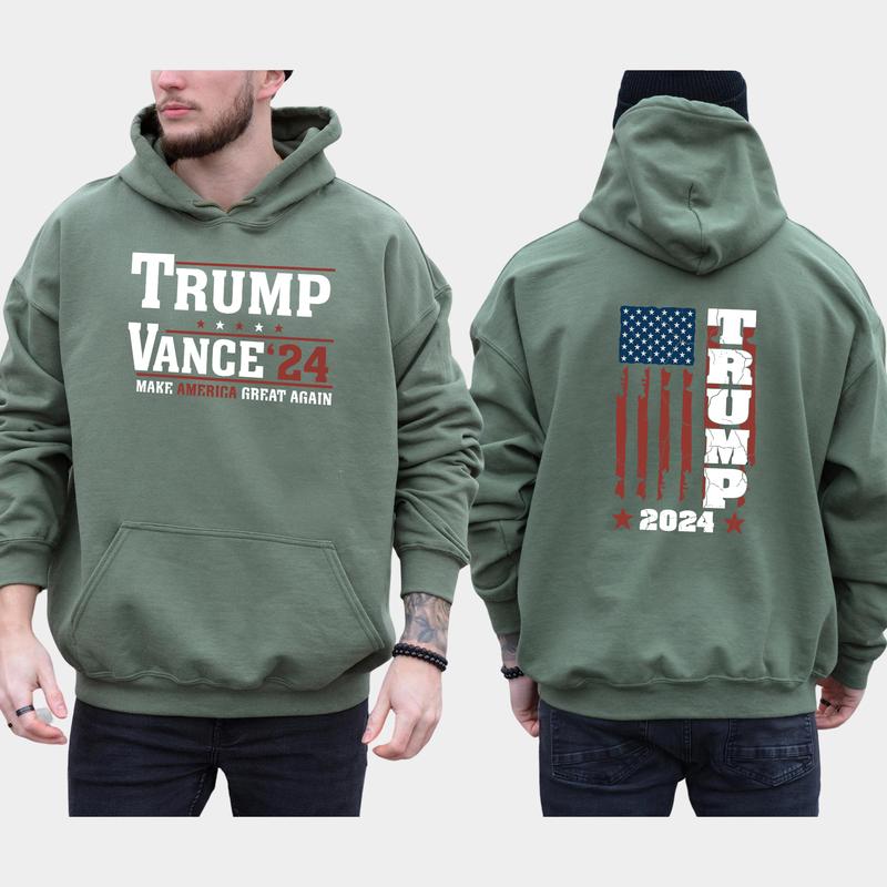 Trump Vance 2024 2-Side Hoodie, 2024 Election Hoodie, MAGA Hoodie, Comfort Clothing, Casual Menswear Classic Fabric