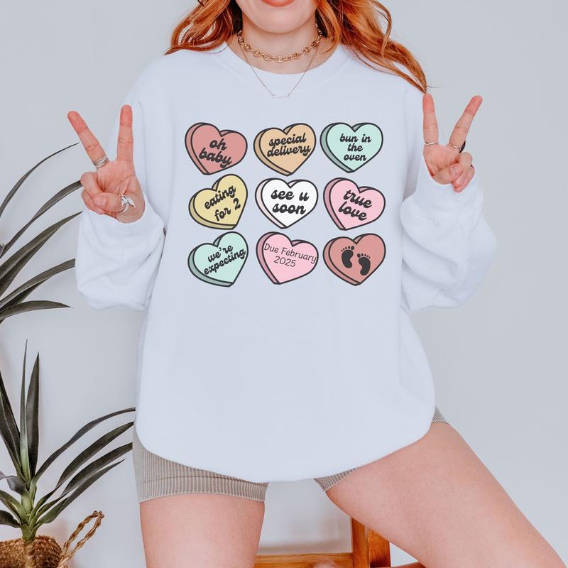 Personalized Valentine's Day Pregnancy Announcement Sweatshirt, Valentine Baby Reveal, Pregnancy Valentine Sweatshirt, Expecting Mom Gifts