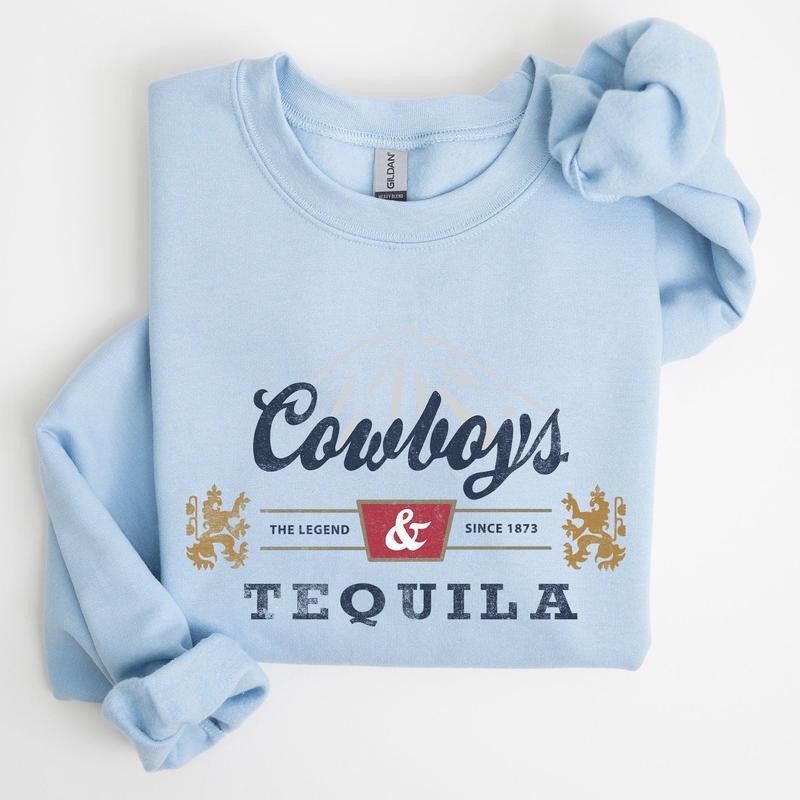 Cowboys and Tequila, Retro, Beer, Vintage, Cowboy Sweatshirt, Women's Crew Neck, Crewneck