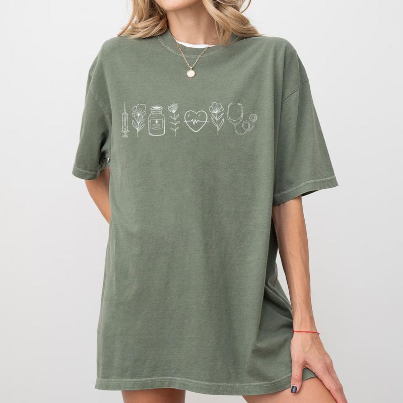 Nurse Life Shirt, Medical Shirt for Women, RN Shirt, Nurse Week Shirt Gifts, Floral Nurse Shirt, New Nurse Gift, Flower Nurse Student Shirt, Gift For Registered Nurse, Nurse Appreciation Gift, Nurse Pattern Flower Tee, Oversized Graphic Tee, Women Top