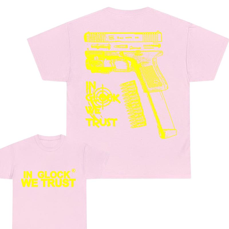 In Glock We Trust Double Side Tee , Glock Tshirt, Design Color Yellow - Full Color - Men's & Women's Tops,Gift For Men & Women