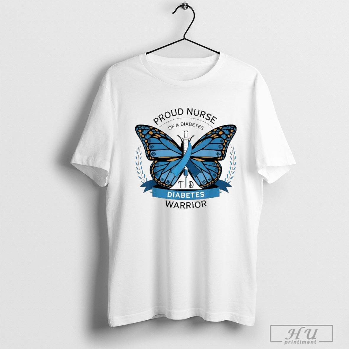 Proud Nurse Of A Diabetes Warrior Butterfly T-shirt