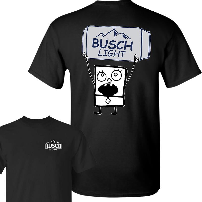 Busch Light Beer Doodlebob T-shirt, Doodlebob Shirt, Busch Light Beer Shirt, Double Sided Graphic Printed Unisex Classic Comfort Cotton T-Shirts in al