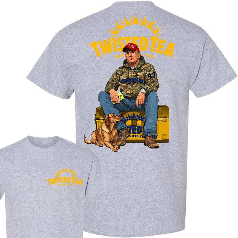 Twisted Teaa Trump Hunting Camo Unisex shirt, Trump won 47th president Election 2024 shirt, Twisted Teaa Fuel Hand Drill Dog Hunt Tee, Trump With Local Boy Cotton shirt Full Color Full Size