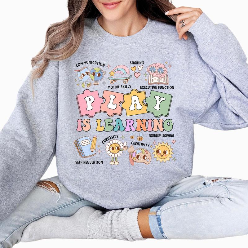 Teacher Shirt, Play Is Learning Teacher Tshirt, Back To School, Teacher Team Shirt, Gift for Teacher, Kindergarten Teacher, Teacher Appreciation Gifts, Teacher Gift, Comfort Shirt for Teacher, First Day of School, Love Teacher Tshirt, Women Top
