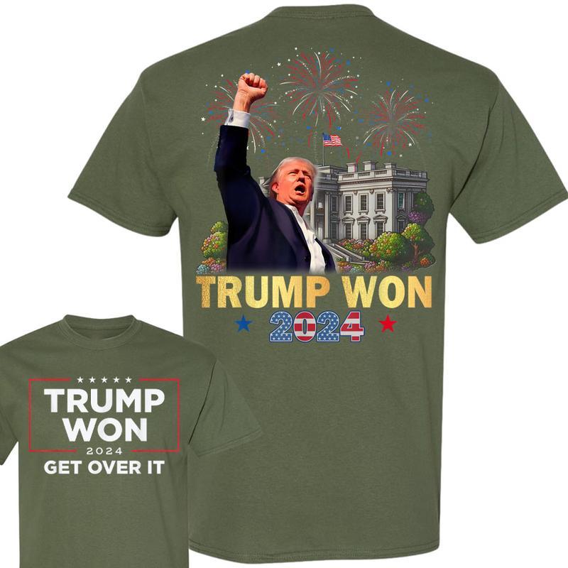 Trump Won 2024 President 47th Of White House T-Shirt, Trump Won Get Over It 2024 T-Shirt, Wins Inauguration 47, US President 2025 Election Shirt for m