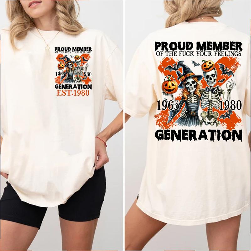Gen X Halloween Member Shirt: Custom Year 1980, FAFO Two Side, Raised On Hose Water Humor Tee