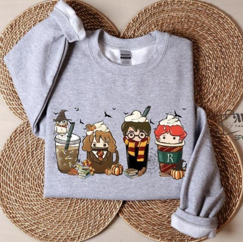 Harry Fall Coffee Sweatshirt, Witch Shirt, Wizard Robe Shirt, Hogwarts, Halloween Gift, Unisex Coffee Lover Shirt, Halloween Shirt,, Full Color, Tee P