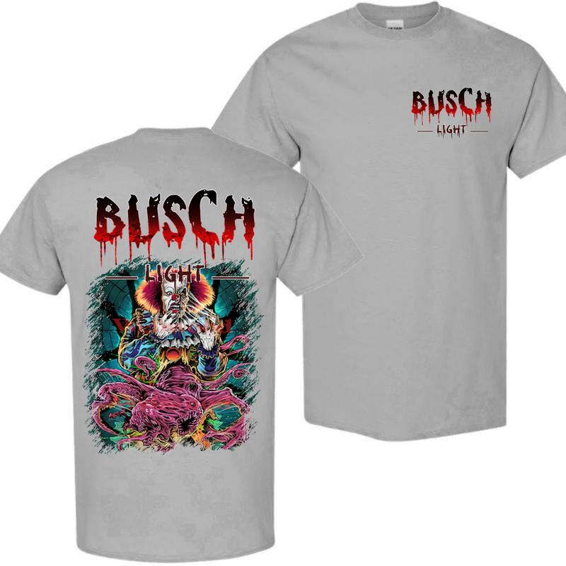 BUSCH LIGHT, BEER, Halloween, Busch Light Stephen King T-Shirt, Comfort Colors Shirt, Casual Graphic Round Neck T-shirt for Summer, Fashion Top for Da