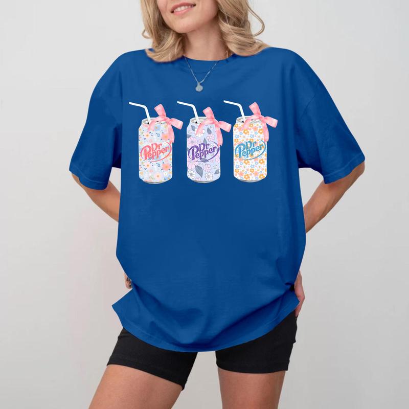 Dr. Pepper Flowers Cans new T-Shirt, Dr Pepper Bow T-Shirt, Dr Pepper Pink Bow T-Shirt, Cute Baby Pink Bow Tee, Trendy Soda Can With Roses, Gifts, Gif