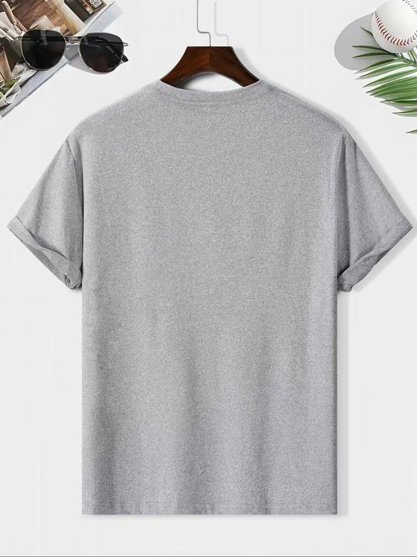 Men's Cartoon & Letter Print Round Neck Tee, Regular Fit Casual Streetwear Short Sleeve T-shirt, Graphic Tees,Â Men's Summer Top for Daily Wear Back To School