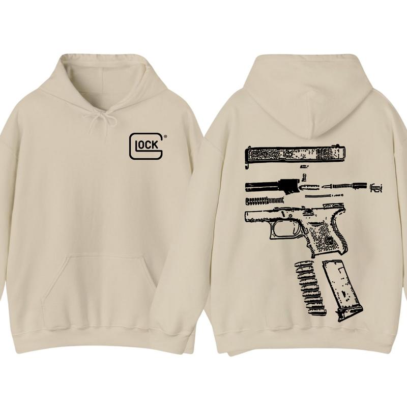 IN GLOCK WE TRUST 2 side Hoodie,Design color Black- White, Hoodie For Men, Menswear Top , GIft For Men,Full color,Hoodie & sweaters Classic Sweatshirt
