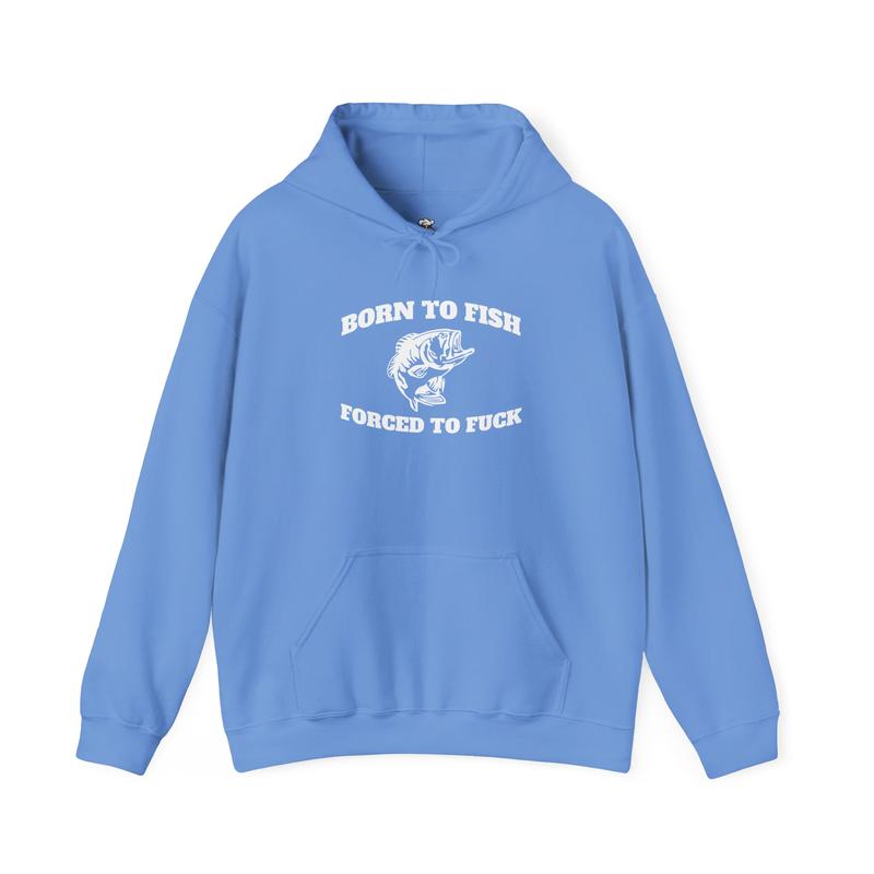 Born to Fish Hoodie - Laugh Factory Tees - Casual Fishing Hoodie with Humor, Cotton/Polyester Blend, Everyday Wear - Menswear Pullover Sweatshirts