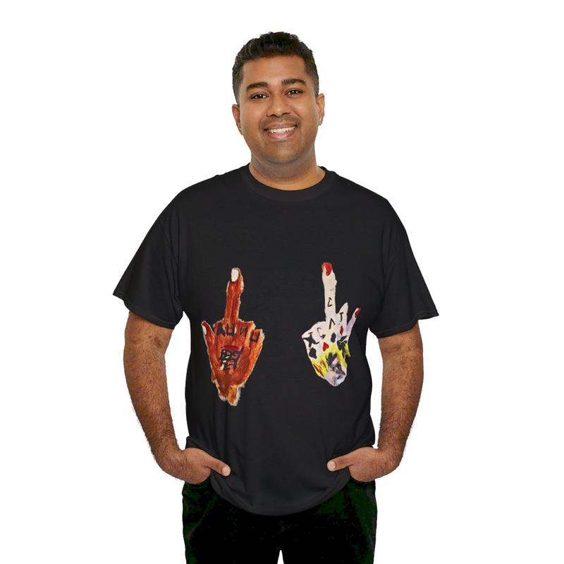Vintage Middle Finger Y2k 90s Hip-Hop Vibes Heavy Cotton Graphic T-Shirt Tshirt Shirt HipHop Rap Tee Casual Menswear Classic Retro Top Comfy Day Smoot