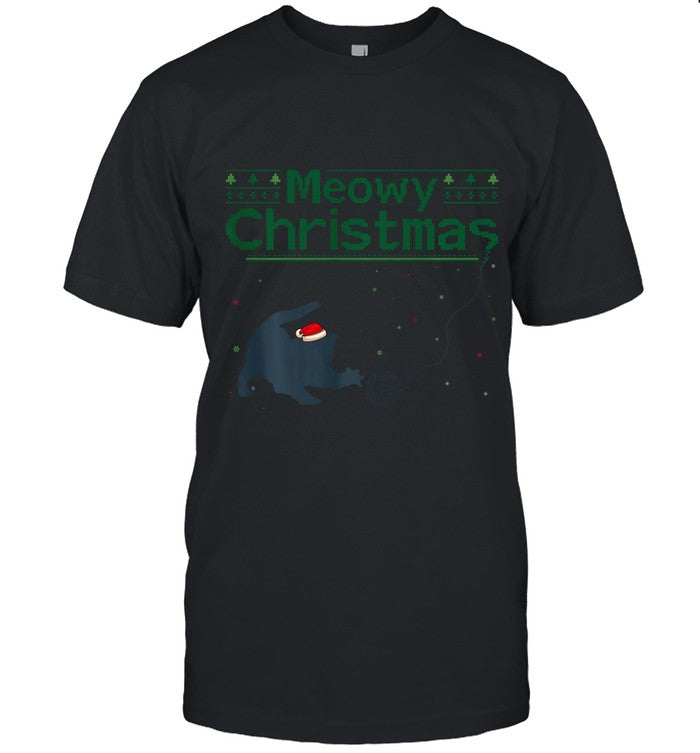 Meowy Catmas Christmas Cat Santa Hat Festive Cat Lover Xmas Long Sleeve T-Shirt_2