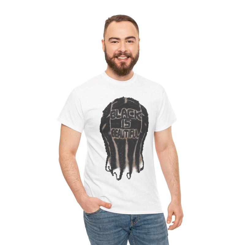 Black is Beautiful Vintage Hippie 90s Styled Graphic T-Shirt Casual Classic Cotton Menswear Retro Top Tee Tshirt Shortsleeve Crewneck Streetwear Comfy