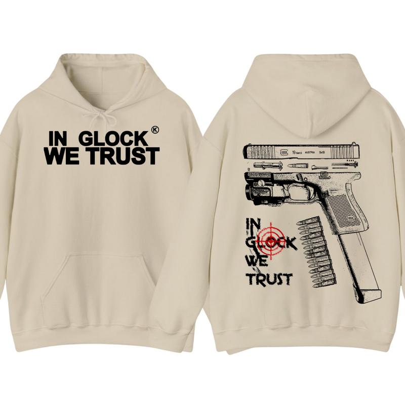 IN GLOCK WE TRUST HOODIE , Double Side , GLock Sweatshirt,Design Glock - Full Color , For Her , For Him , Glock Shirt ,Menswear & Womenswear - Men's Tops & Women's Tops - Hoodies & Sweaters