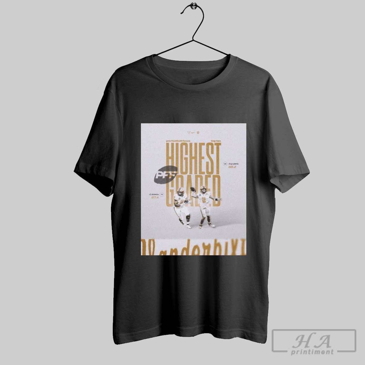Poster Vanderbilt Pro Football Focus Top Ten Highest Graded Eli Stowers Diego Pavia T Shirt
