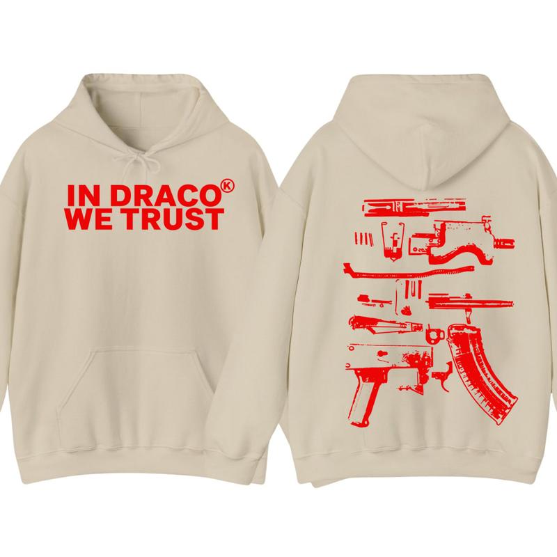 IN DRACO WE TRUST HOODIE , Design Color Red - Full Color , Double Side ,Menswear & Womenswear sweaters - Hoodie