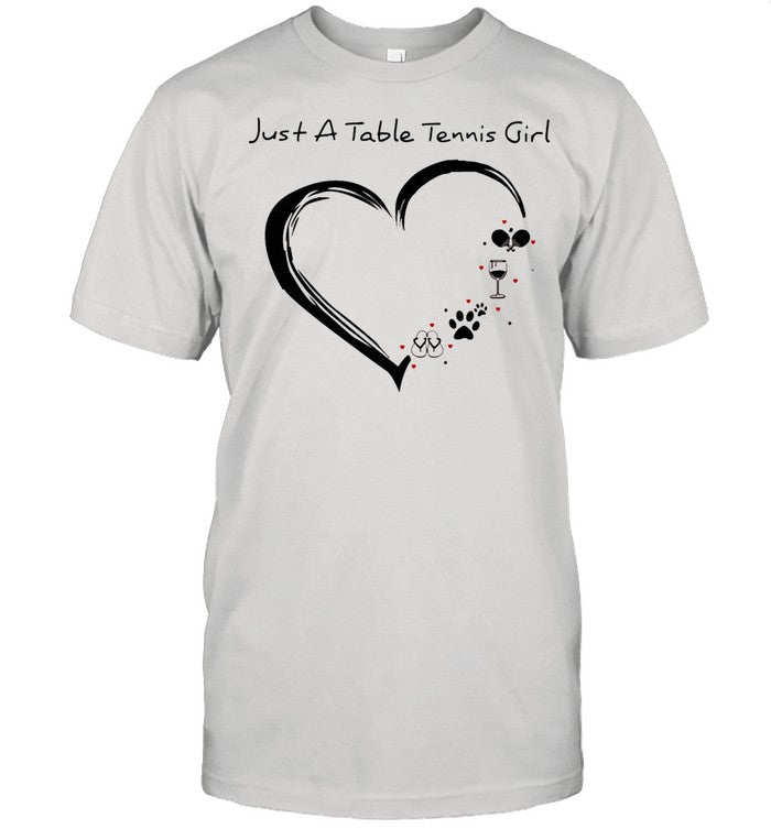 Heart just a table tennis girl shirt