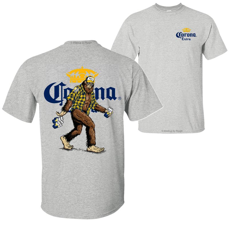 Bigfoot Corona Extra T-shirt, Corona Extra Shirt, 2 Sided Graphic Printed Unisex Classic Comfort Cotton T-Shirts for Men for Women Menswear Top