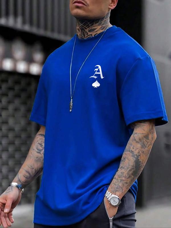 Men's Letter Print Round Neck Tee, Regular Fit Casual Streetwear Short Sleeve T-shirt, Graphic Tees,Ã‚Â Men's Summer Clothes Top for Daily Wear