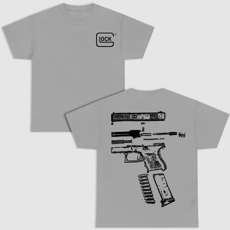 In Glock We Trust Double-Sided  Graphic Shirt - Versatile Colors, Summer Casual Wear, Comfortable Cotton Fabric