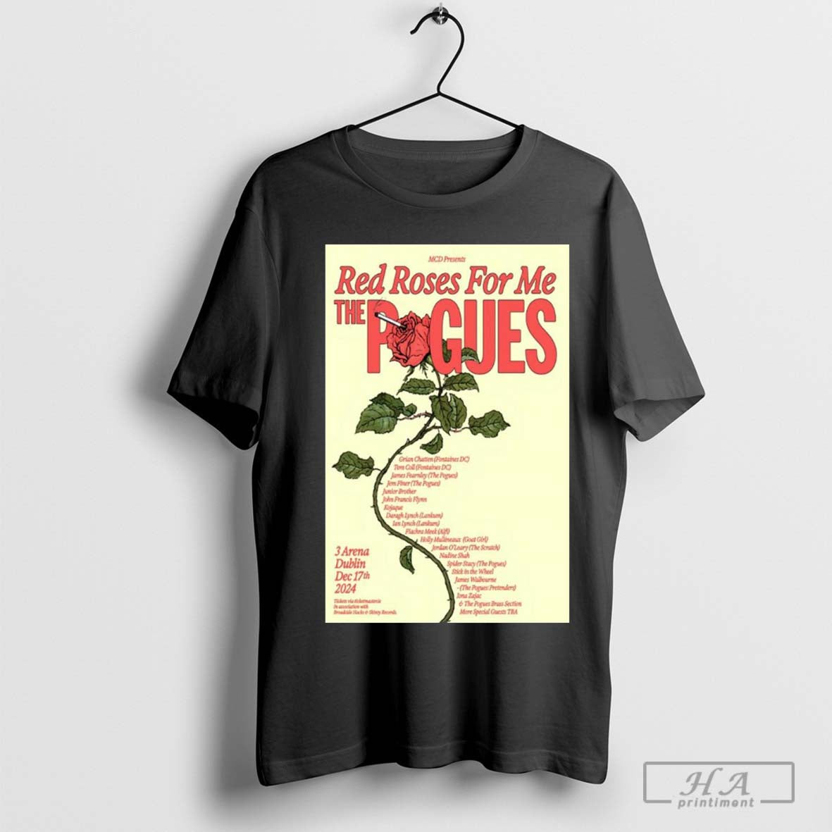 Red Roses For Me The Pogues 3arena Dublin Dec 17 2024 Poster Shirt