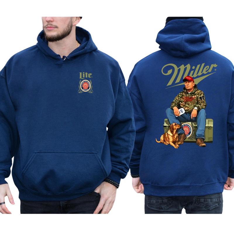Miller Lite Trump 2-Side Hoodie, Trump Supporters Hoodie, MAGA Hoodie, Casual Menswear Classic Fabric Long Sleeve