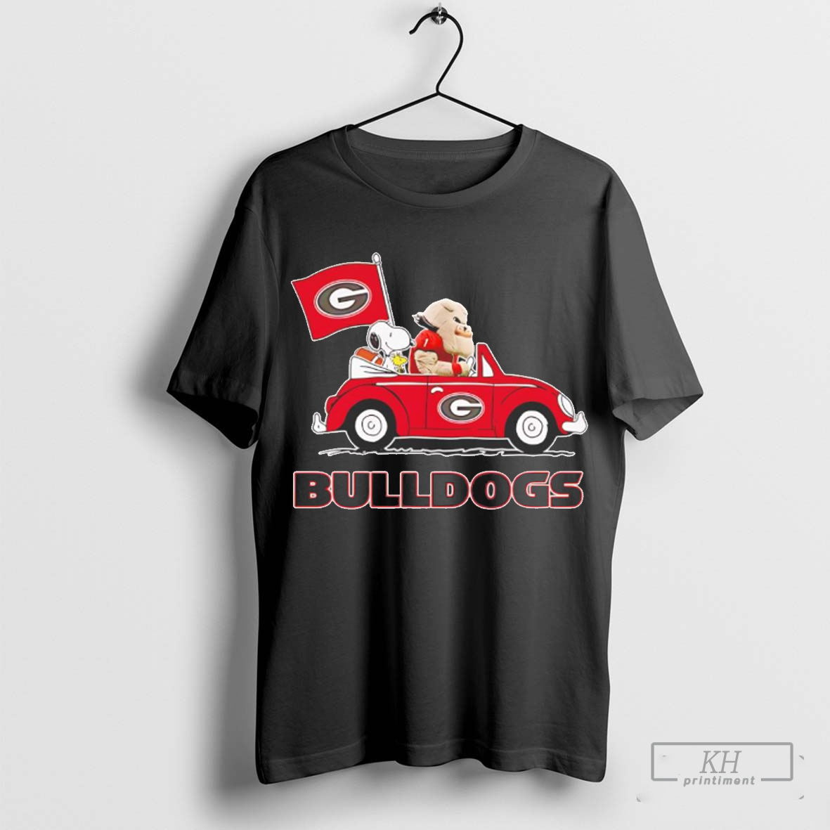Snoopy and Uga dog driving car letÃ¢â‚¬â„¢s go Georgia Bulldogs shirt