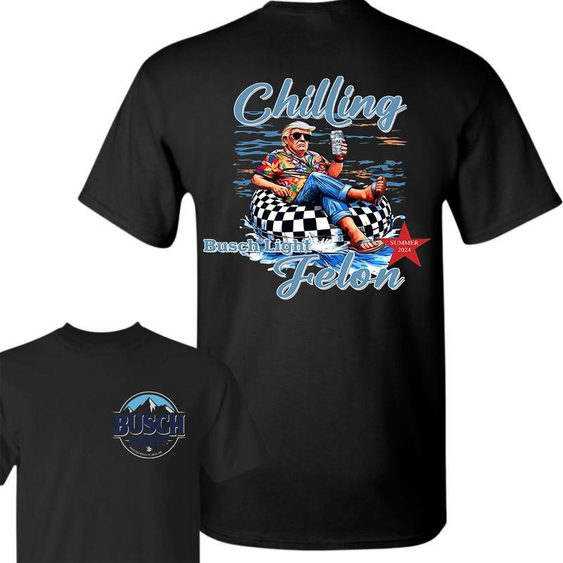 Busch Light -Beer- Chillin Busch Light  Shirt Busch Light 2-Sided Shirt 2024 Shirt Soft Cotton Shirt, Casual Graphic Round Neck T-shirt for Summer, Fa