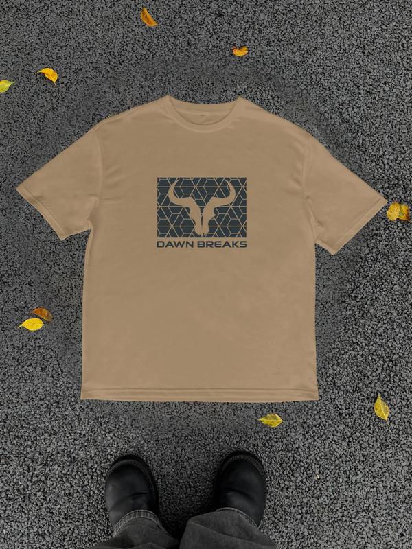 Men's Bull Head & Letter Print Round Neck Tee, Regular FitÂ Trendy Casual Streetwear GraphicÂ Short Sleeve T-Shirt for Daily Wear, Graphic Tees,Â Men's Summer Outfit 2024, Vintage Tees, Men's T Shirts