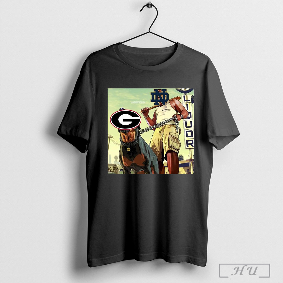 Poster Notre Dame Fighting Irish Win Georgia Bulldogs Walked The Dogs Cfb Playoff Franklin And Chop Meme T Shirt