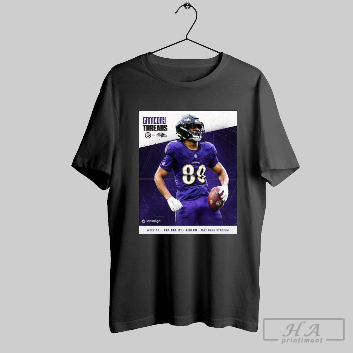 Poster Isaiah Likely Baltimore Ravens Vs Pittsburgh Steelers Gameday Threads Week 16 Sat December 21 Mt Bank Stadium T Shirt