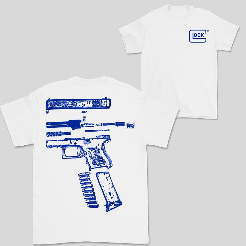 In Glock We Trust Double Side White Version Shirt Menswear Top, New Design color Red,Yellow,Blue,Green,Light PÃ¡Â»â€¹nk,Purple,White