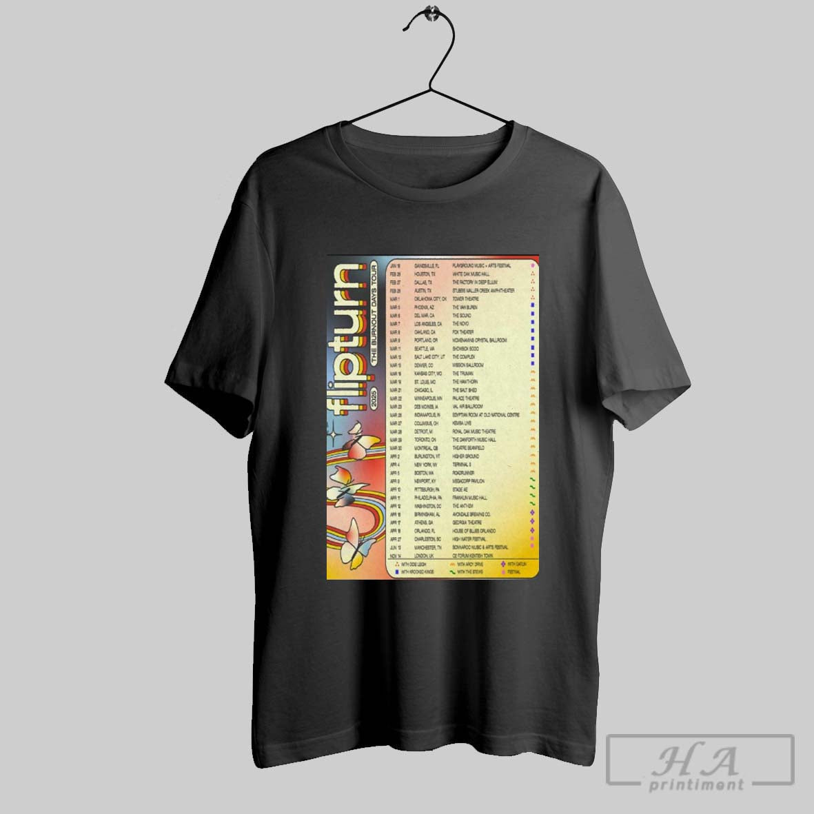 Show Flipturn Mar Apr The Burnout Days Tour Poster 2025 T Shirt
