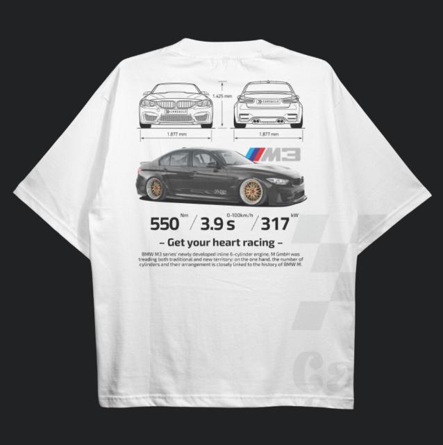 Drive in Style Car-Themed T-Shirts, F80 M3 BluePrint White T-Shirt, F80 M3  BluePrint Technical Specs T-Shirt, Racing Shirt, Sport Car Shirt Menswear
