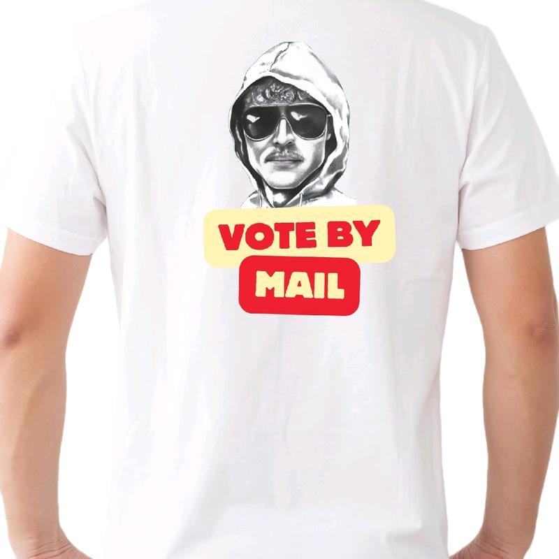 Ted Sketch-Vote By Mail No ID T-Shirt, Cotton Menswear Top, Casual t shirt
