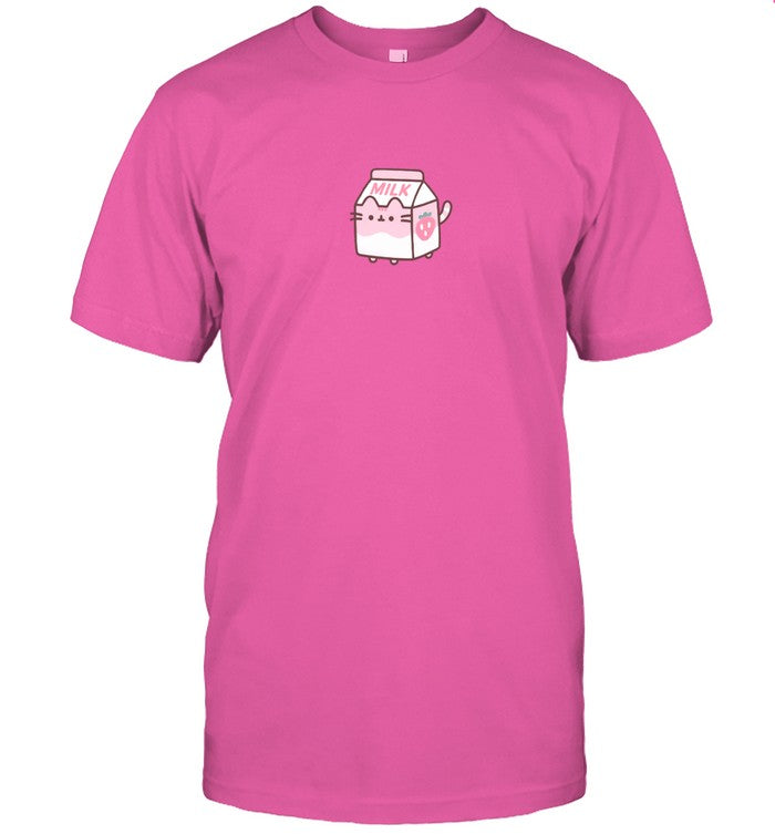 Pusheen Strawberry Milk Sips Ladies Tee
