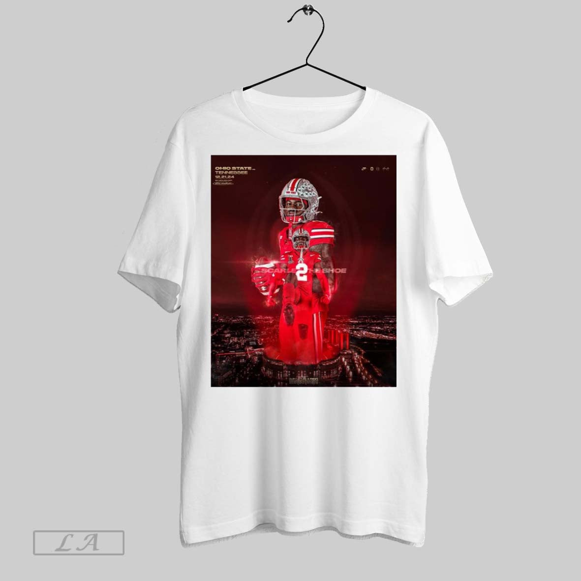 Poster Ohio State Buckeyes Vs Tennessee Vols Caleb Downs And Jeremiah Smith 12 21 24 1st Round Cfp T Shirt