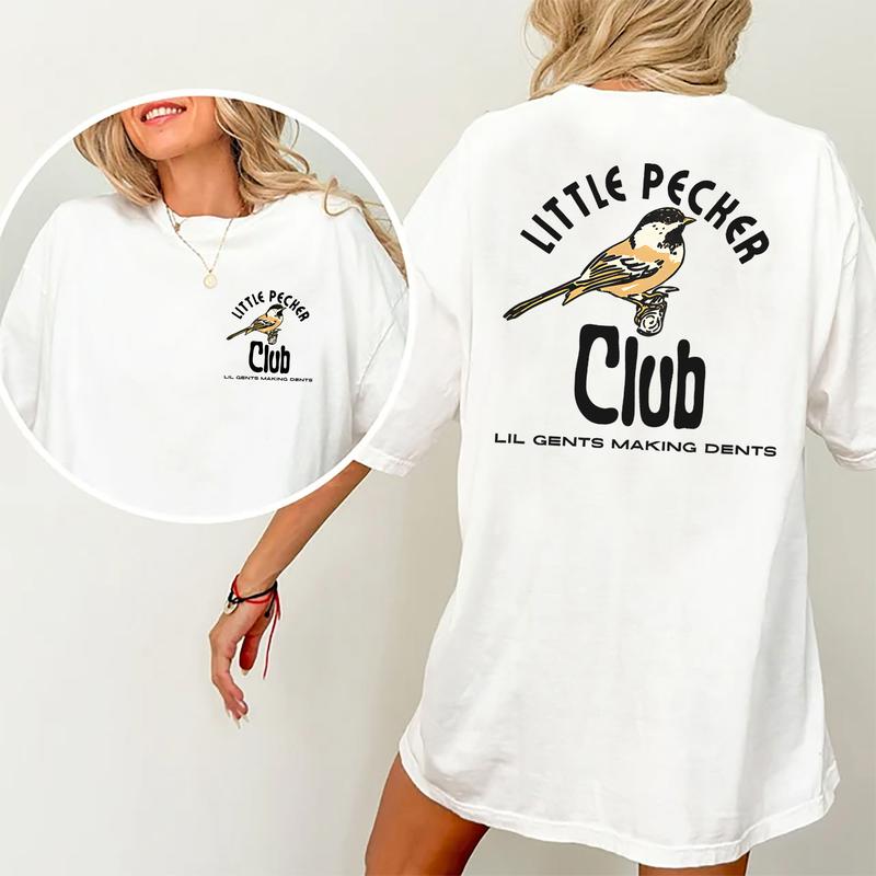 Little Pecker Club 2-Sides Shirt for Men and Women, Funny Bird Tshirt, Club Tees, Cotton Printed Top, Casual Womenswear, Comfort Fabric T-shirt