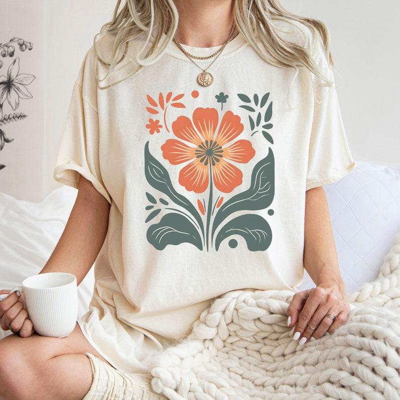 Autumn Flower Shirt, Flower T Shirt, Retro Floral Shirt, Vintage Flower Shirt, Plant Lover Shirt, Gift for Grandma