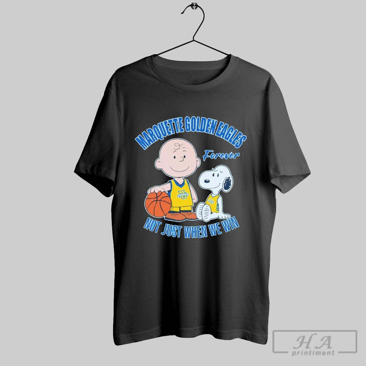 Snoopy And Charlie Brown Marquette Golden Eagles Basketball Forever Not Just When We Win T Shirts