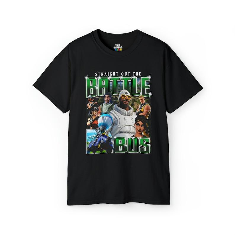 Retro Straight Out The Battle Bus Fort, Battle Royale F-nite Survival Program Gamer Tee Perfect Gift, Rap Icon Graphic Tee, Unisex T-shirt