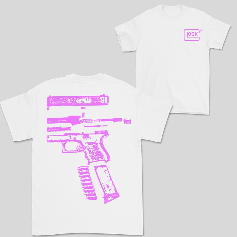 In Glock We Trust Double Side White Version Shirt Menswear Top, New Design color Red,Yellow,Blue,Green,Light PÃ¡Â»â€¹nk,Purple,White