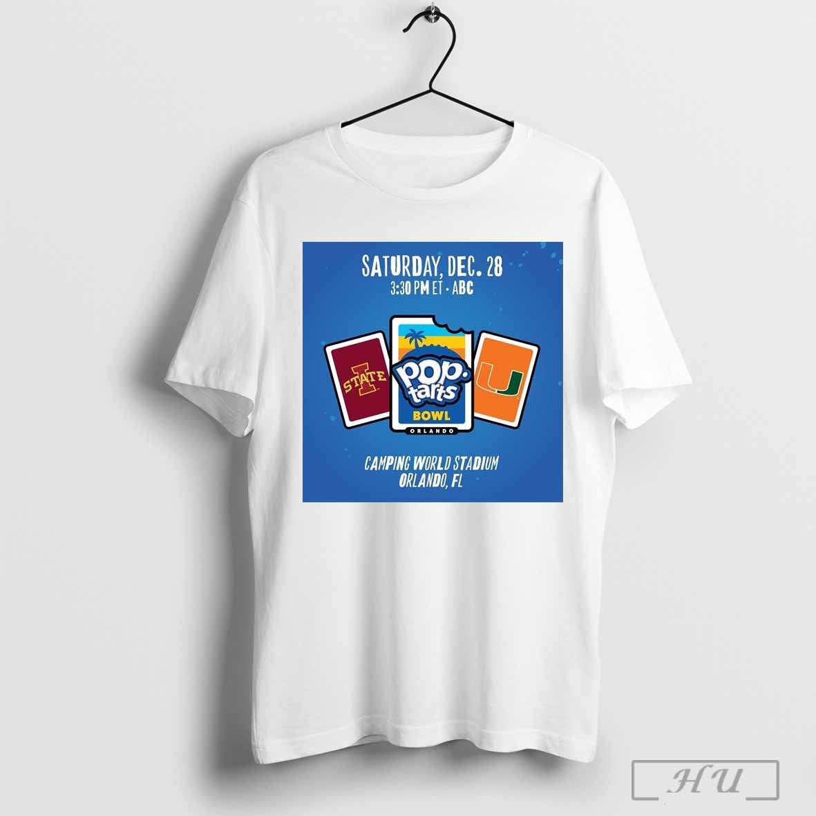 Poster Iowa State Cyclones Vs Miami Hurricanes December 28 2024 Pop Tarts Bowl Orlando Dreams Camping World Stadium T Shirt