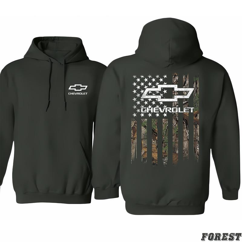 Buck Wear Chevy Camo Accent Flag Hoodie, Endless Style Possibilities, All-inclusive Styles, Limited Edition Prints, Assorted Colors, Classic Cotton