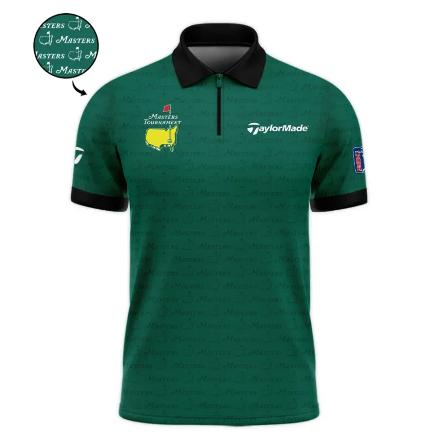 Golf Pattern Masters Tournament Taylor Made Zipper Polo Shirt Green Color Golf Sports All Over Print