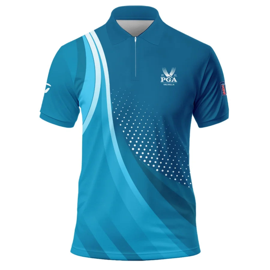 Golf Love Sport Color Blue 2024 PGA Championship Valhalla Taylor Made Zipper Polo Shirt Style Classi