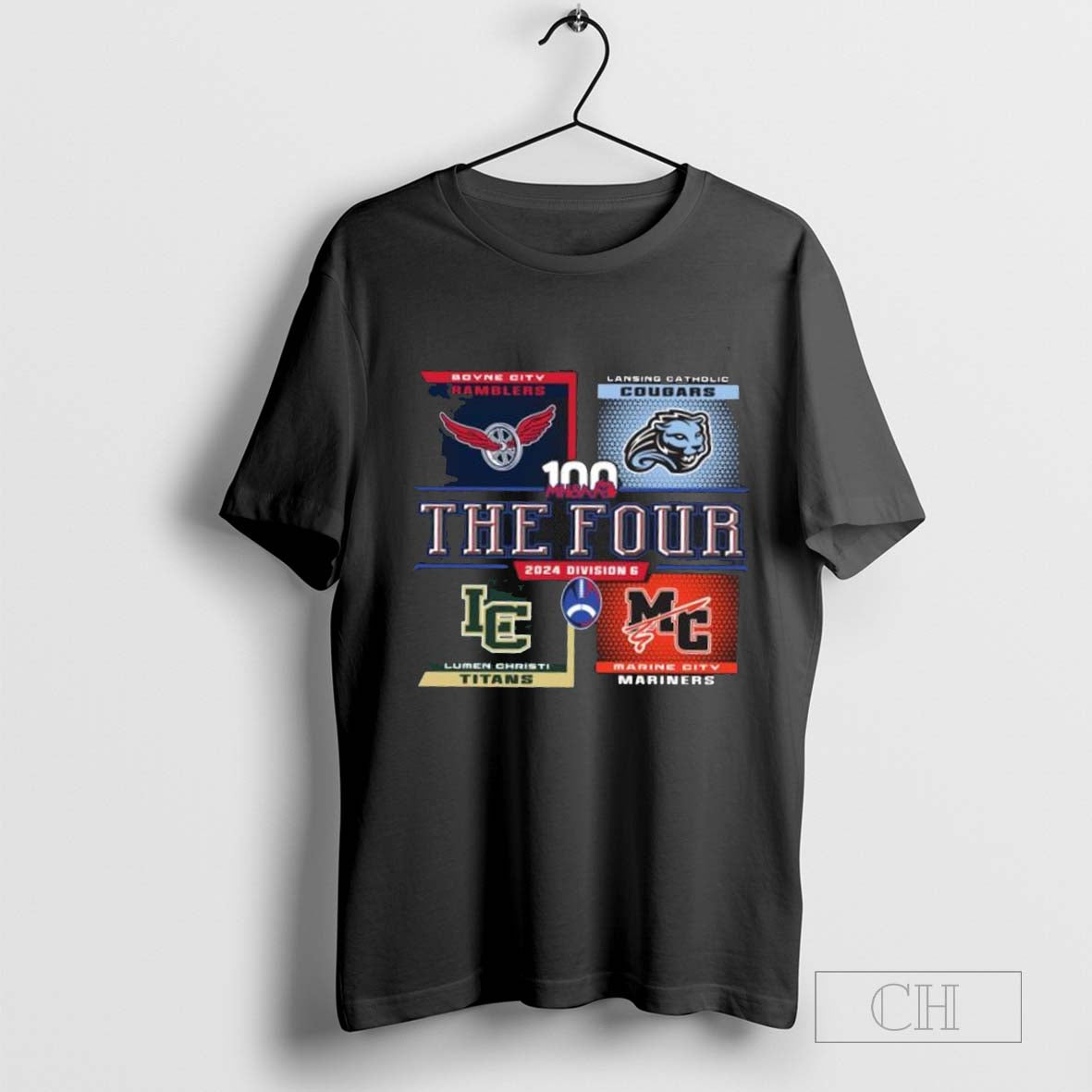 Ramblers Cougars Titans and Mariners 2024 MHSAA Football Division 6 The Four T-shirt